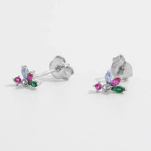 Inlaid Zircon 925 Sterling Silver Geometric Stud Earrings Earrings