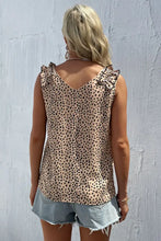 Perfee Leopard Frill Trim V-Neck Tank Tanks & Camis