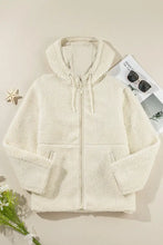 Drawstring Zip Up Long Sleeve Hooded Jacket Woman Outerwear