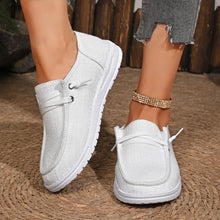 Round Toe Canvas Slip-Ons White Woman Loafers