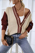 Contrast Button Up Dropped Shoulder Cardigan Woman Outerwear