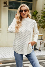 Slit Long Sleeve Mock Neck Sweater White Sweater Pullovers