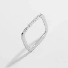 925 Sterling Silver Zircon Square Ring Silver Rings