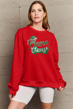 Simply Love Full Size MAMA CLAUS Round Neck Sweatshirt Deep Red Woman Sweatshirts
