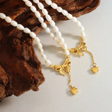 Titanium Steel Freshwater Pearl Heart Necklace Necklaces