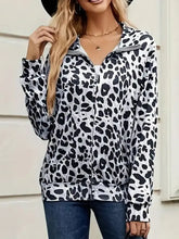 Full Size Leopard Collared Neck Zip Up Jacket Woman Outerwear