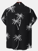 Men's Plus Size Tropical Palm Print Short Sleeve Button Down Shirt Mens Tops