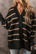 Striped Button Down Long Sleeve Cardigan Woman Outerwear