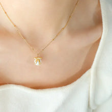 Titanium Steel Bow & Bead Pendant Necklace Necklaces