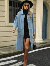 Pocketed Button Down Collared Neck Denim Jacket Woman Outerwear