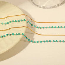 Turquoise Titanium Steel Double-Layered Necklace Necklaces
