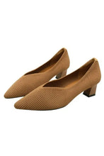 Point Toe Block Heels Slip-Ons Camel Woman Loafers