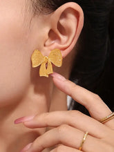 18K Gold Plated Bow Earrings Stainless Steel Jewelry Set Fashion Jewelry