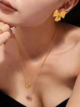 18K Gold Plated Bow Earrings Stainless Steel Jewelry Set Gold One Size Fashion Jewelry