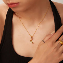 18K Gold Plated Crescent Moon Necklace with Crystals Gold One Size Fashion Jewelry