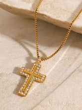 18K Gold Plated Cross Pendant Necklace Stainless Steel Chain Length Options Fashion Jewelry