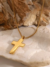 18K Gold Plated Cross Pendant Necklace Stainless Steel Chain Length Options Fashion Jewelry