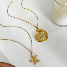 18K Gold Plated Spiral Pendant Layered Necklace Set Fashion Jewelry