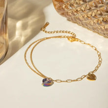18K Gold Plated Heart Necklace with Stainless Steel and Synthetic Crystal Fashion Jewelry