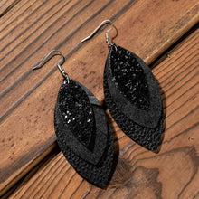PU Leather Drop Earrings Black One Size Earrings