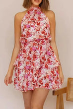Floral Halter Neck Mini Dress Strawberry Casual Dresses