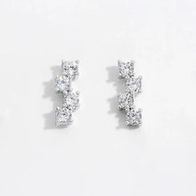 925 Sterling Silver Inlaid Zircon Stud Earrings Silver One Size Earrings