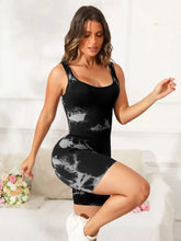 Tie-Dye Wide Strap Active Romper Black Woman Activewear