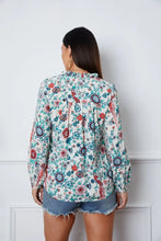 Floral Notched Long Sleeve Blouse Woman Blouses