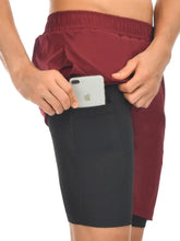 Men's Elastic Waist Active Shorts Burgundy Mens Bottoms