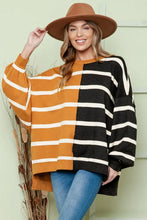 Striped Dropped Shoulder Round Neck Blouse Stripe Woman Sweatshirts