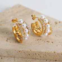 Pearl Titanium Steel C-Hoop Earrings Earrings