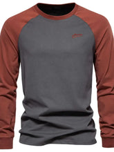 Men's Contrast Round Neck Raglan Sleeve T-Shirt Dark Gray Mens Tops