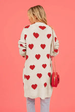 Heart Graphic Open Front Cardigan with Pockets Woman Outerwear