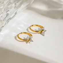 Two-Tone Stainless Steel Star Hoop Earrings Earrings
