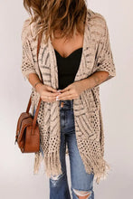 Openwork Open Front Cardigan with Fringes Woman Outerwear