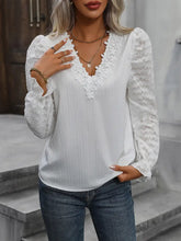 Honey V-Neck Flounce Sleeve Blouse White Woman Blouses