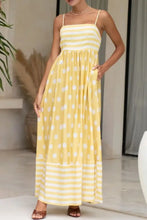 Polka Dot Square Neck Cami Dress Yellow Casual Dresses