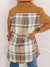 Plaid Collared Neck Long Sleeve Jacket Woman Outerwear
