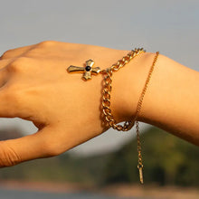Stainless Steel Imitation Gemstone Cross Shape Pendant Bracelet Bracelets