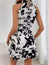 Halter Neck Floral Print Mini Dress Woman Casual Dress