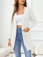 Open Front Long Sleeve Cardigan White Woman Outerwear