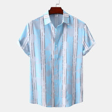 Men's Plus Size Casual Striped Short Sleeve Button-Up Shirt Stripe Mens Tops