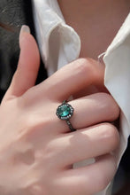 925 Sterling Silver Paraiba Blue Zircon 4-Prong Ring Black Rings
