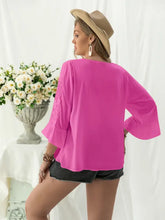 Plus Size Flower Crochet Flare Sleeve Top Woman Blouses