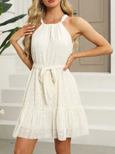Tied Frill Sleeveless Mini Cami Dress Cream Casual Dresses