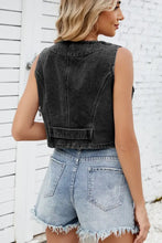 Button Down V-Neck Denim Vest Woman Denim Tops
