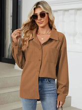 Button Up Dropped Shoulder Long Sleeve Outerwear Woman Outerwear