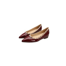 Point Toe Flats Slip-Ons Burgundy Woman Loafers