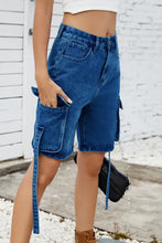 Washed Cargo Denim Shorts Denim Shorts