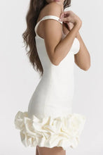 Ruched Square Neck Sleeve Mini Dress Cocktail Dress